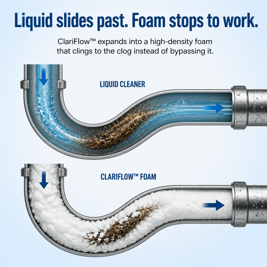 ClariFlow™ — Dissolve Hair, Grease and Drain Smells in 20 Minutes Flat