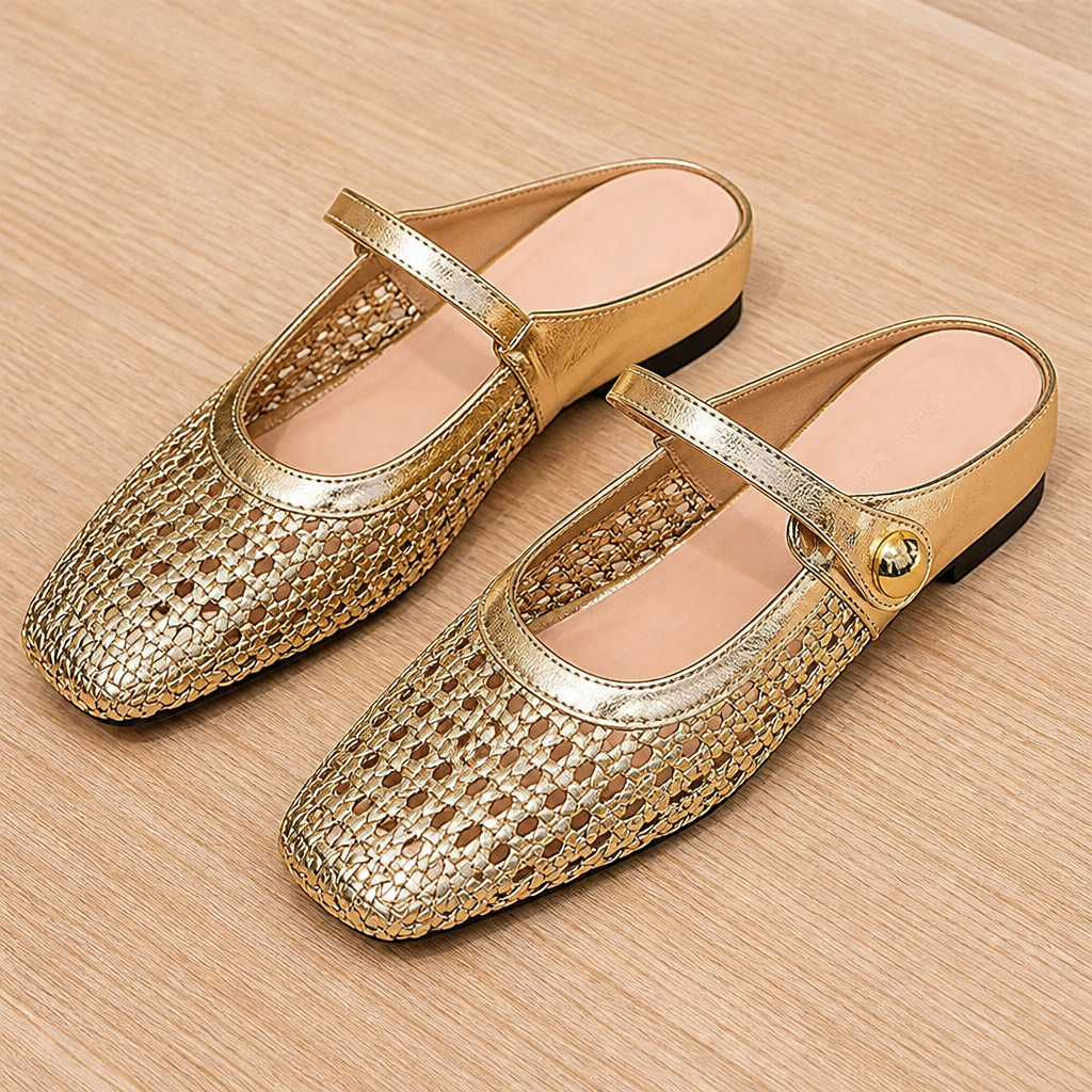 BreezeStep™ – Hand-Woven Square-Toe Mary Jane Mules