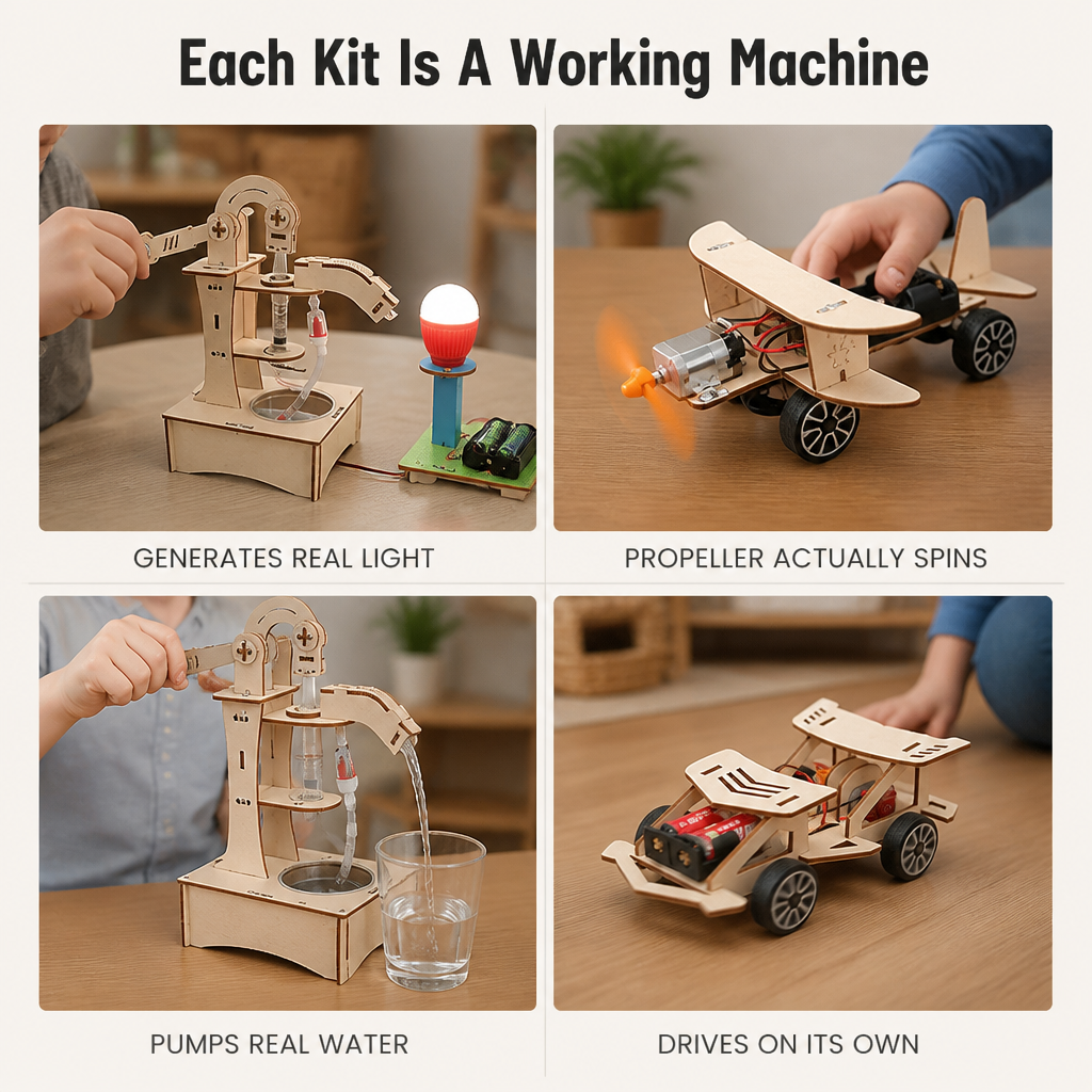 TinkerCraft™ — Build Real Working Wooden Machines That Pull Kids Off Screens
