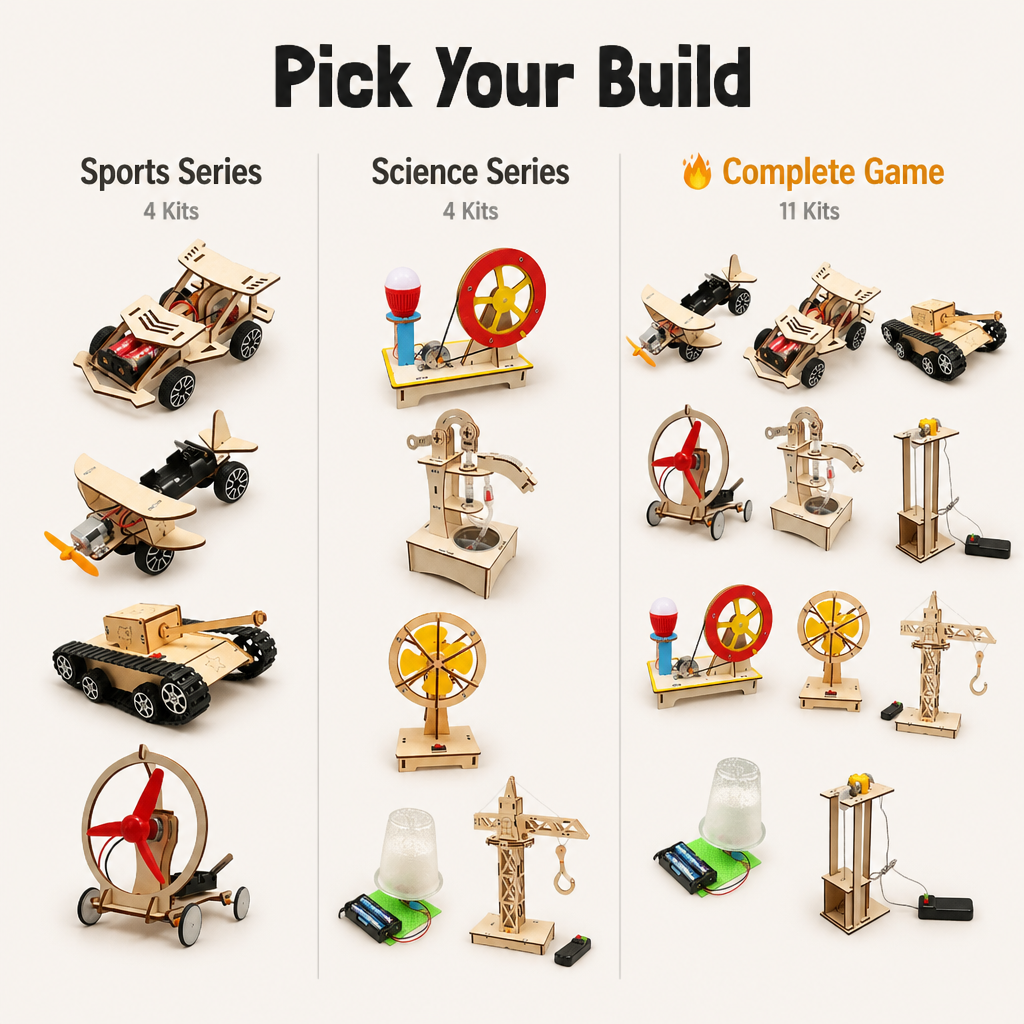 TinkerCraft™ — Build Real Working Wooden Machines That Pull Kids Off Screens