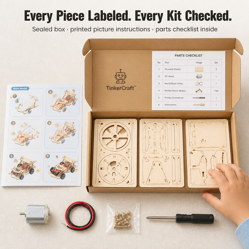 TinkerCraft™ — Build Real Working Wooden Machines That Pull Kids Off Screens