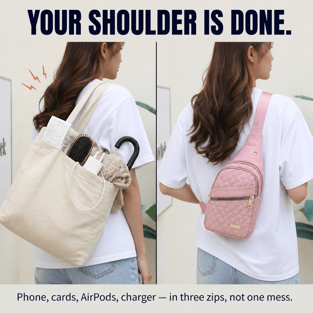 VertaCarry™ — Ditch the Tote and Carry Your Day in Three Zip Pockets