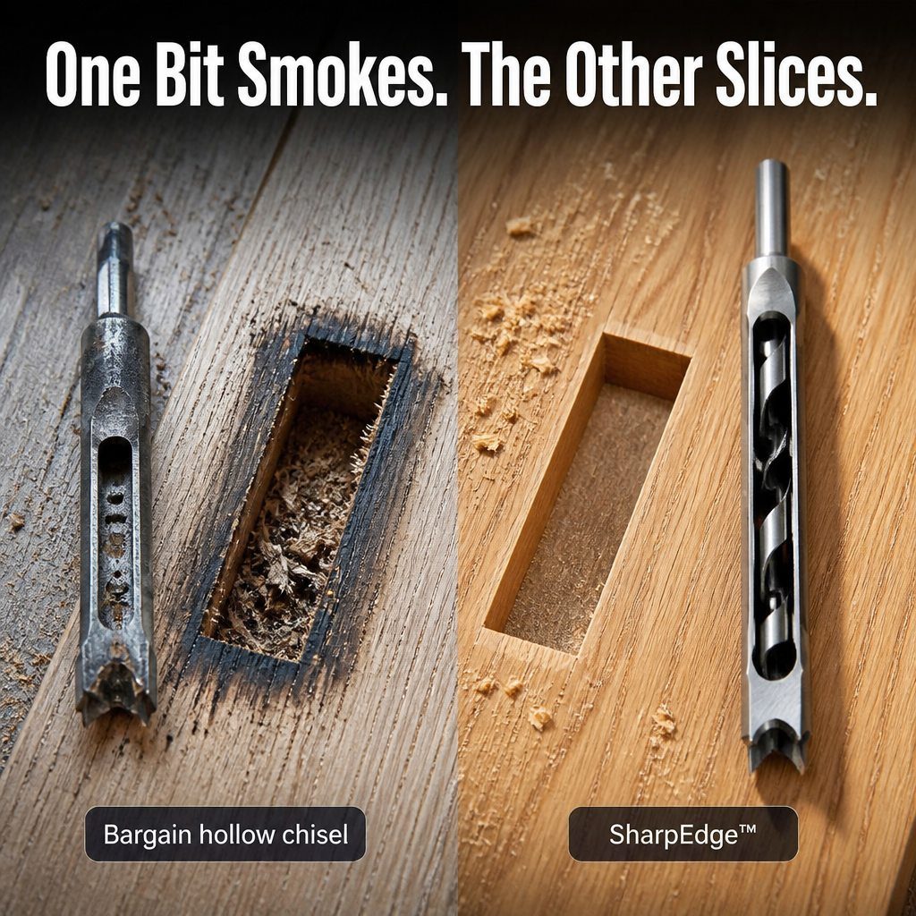 SharpEdge™ — Drill Clean Square Mortises Without Hand-Chiseling for Hours