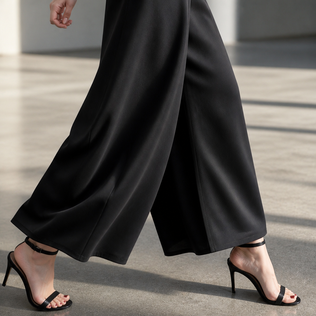 VeroLuxe™ – Flowy Pleated Wide-Leg Pants with Side Button Detail
