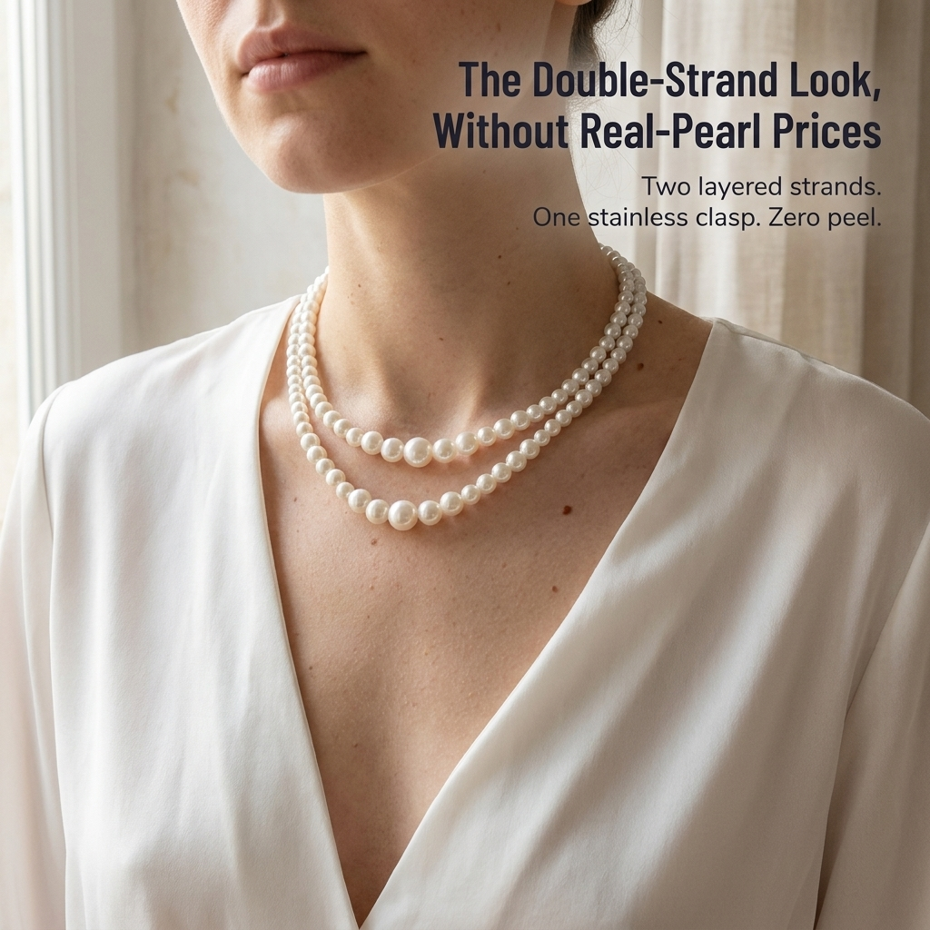 LuminaChic™ — Layer Two Pearl Strands That Don't Peel or Turn Skin Green