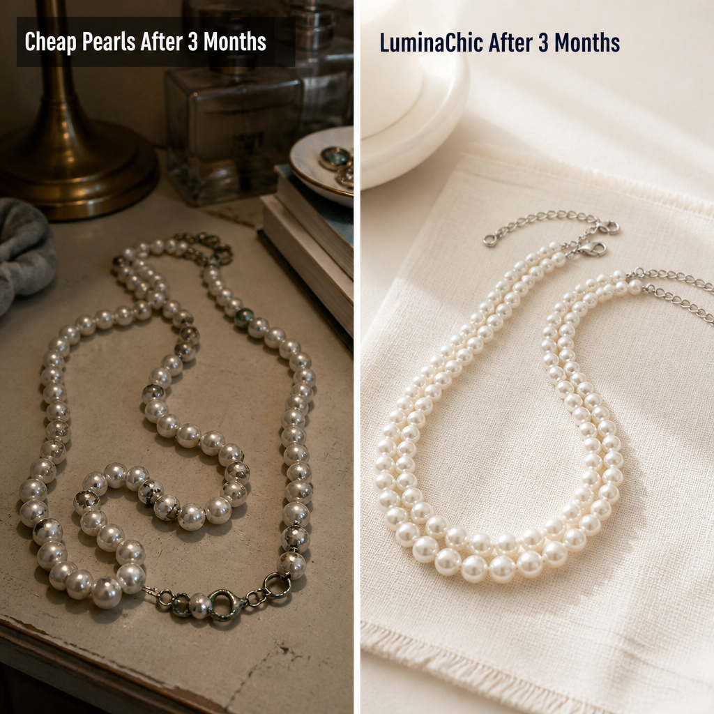 LuminaChic™ — Layer Two Pearl Strands That Don't Peel or Turn Skin Green