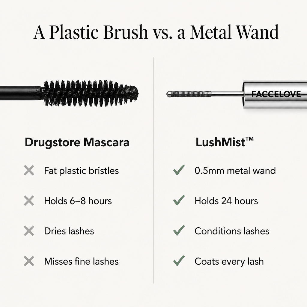 LushMist™ — Coat Every Fine Lash a Plastic Brush Misses, Without Clumps