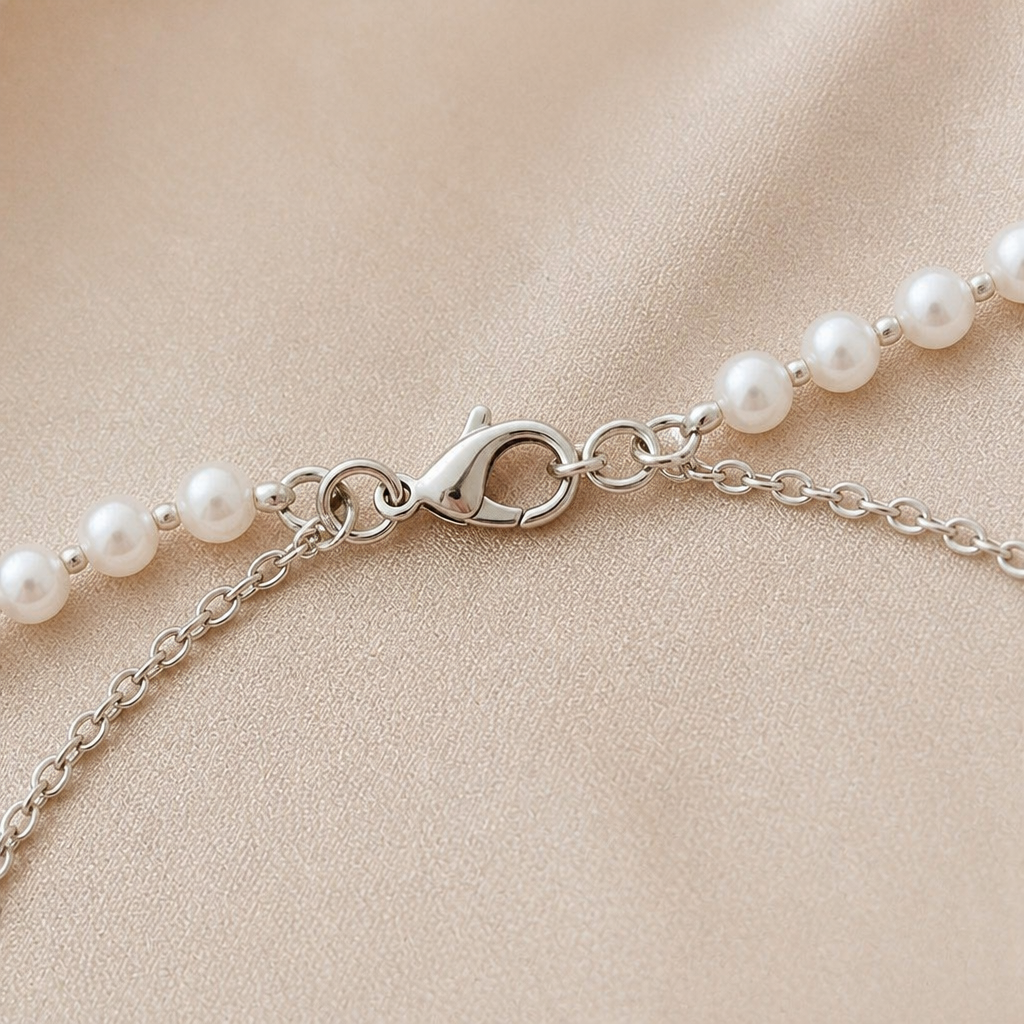 VitariaLuxe™ – Dainty Layered Pearl Necklace with Pendant Drop