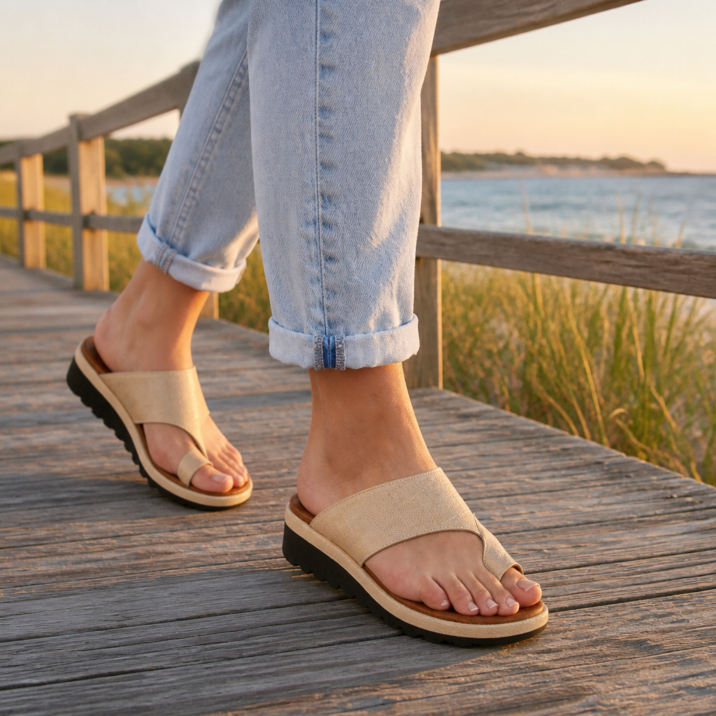 Solivra™ – Bunion-Relief Wedge Sandals with Toe-Aligning Strap