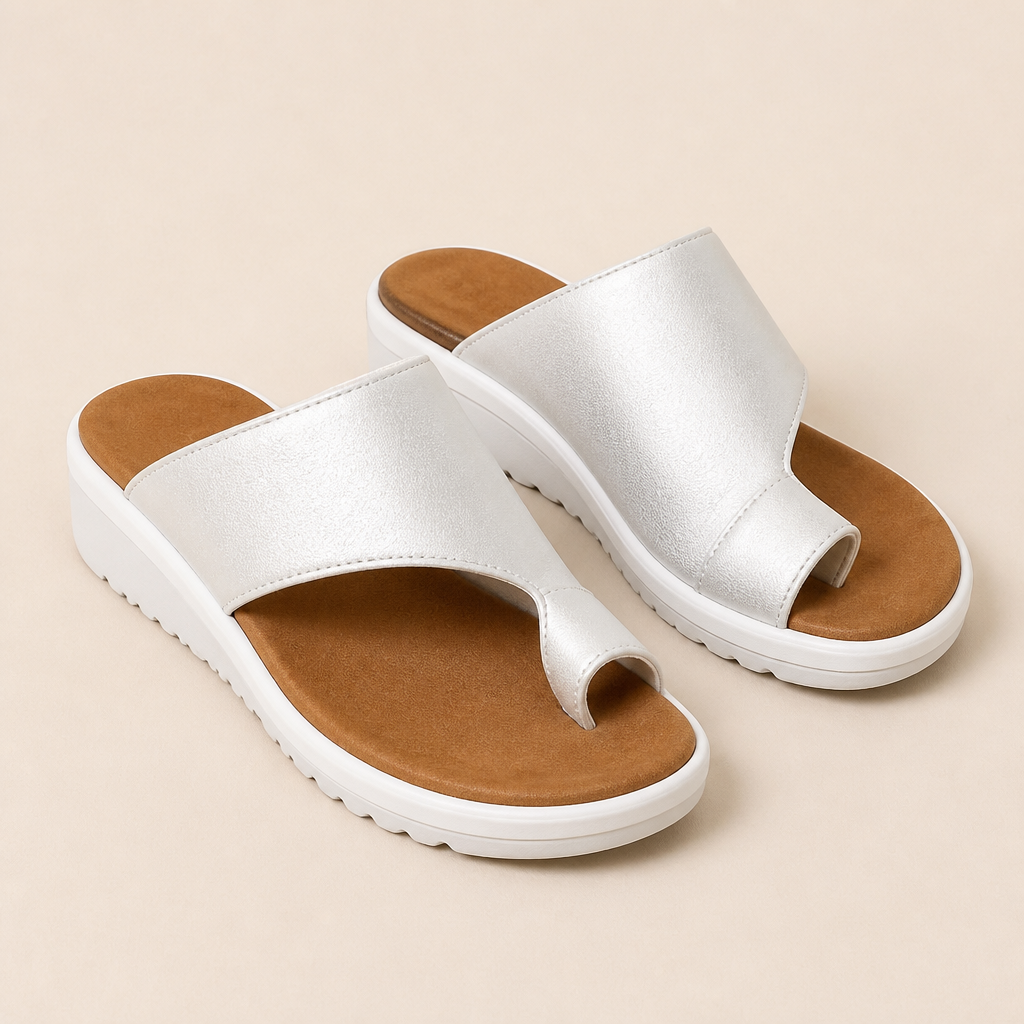 Solivra™ – Bunion-Relief Wedge Sandals with Toe-Aligning Strap