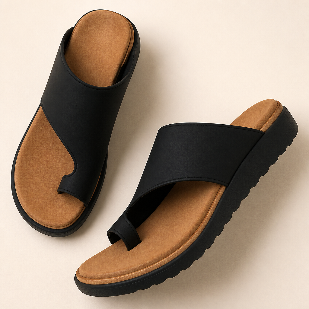 Solivra™ – Bunion-Relief Wedge Sandals with Toe-Aligning Strap