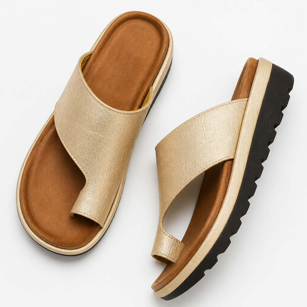 Solivra™ – Bunion-Relief Wedge Sandals with Toe-Aligning Strap