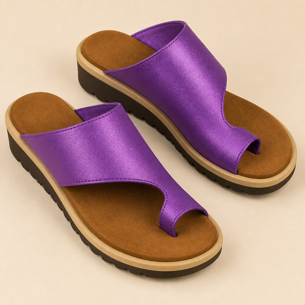 Solivra™ – Bunion-Relief Wedge Sandals with Toe-Aligning Strap