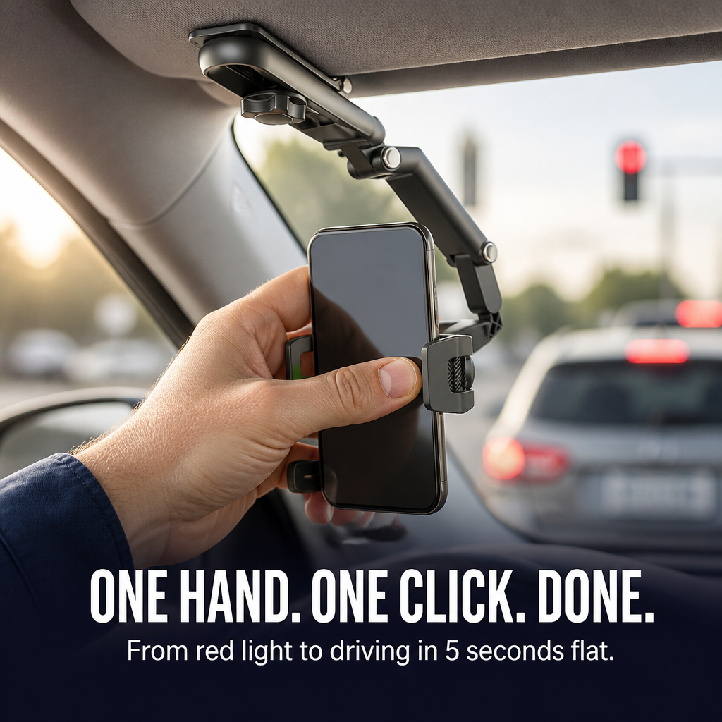 GripLock™ — Clip Your Phone to the Sun Visor for Eye-Level GPS