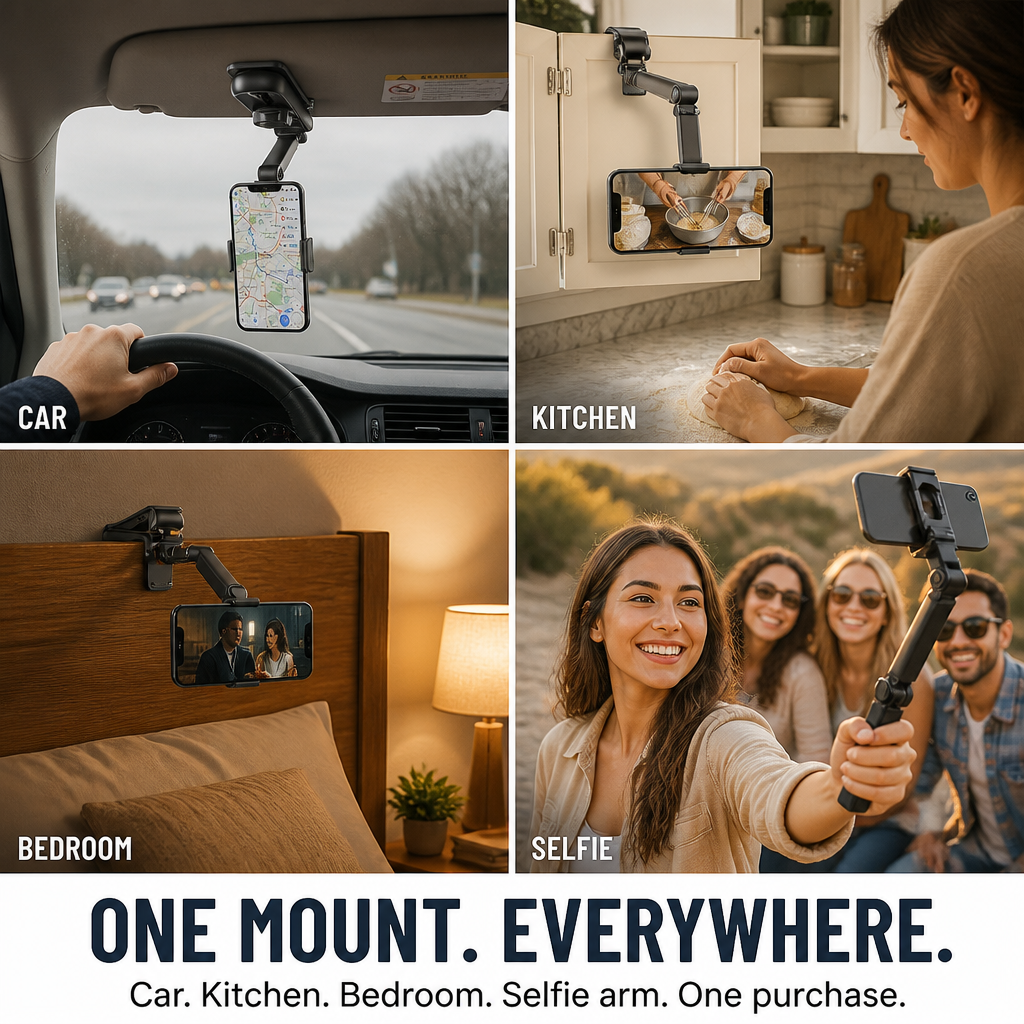GripLock™ — Clip Your Phone to the Sun Visor for Eye-Level GPS