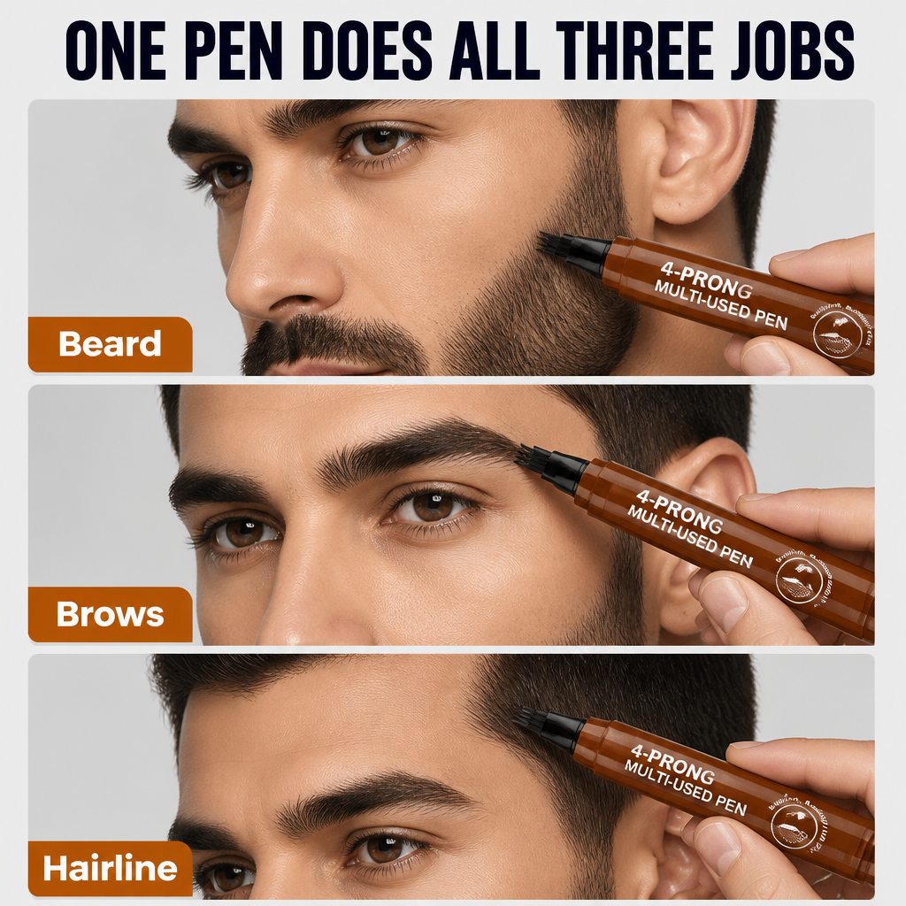 BrowAura™ — Fill Patchy Beard Spots in Seconds With Four Hair-Stroke Tips