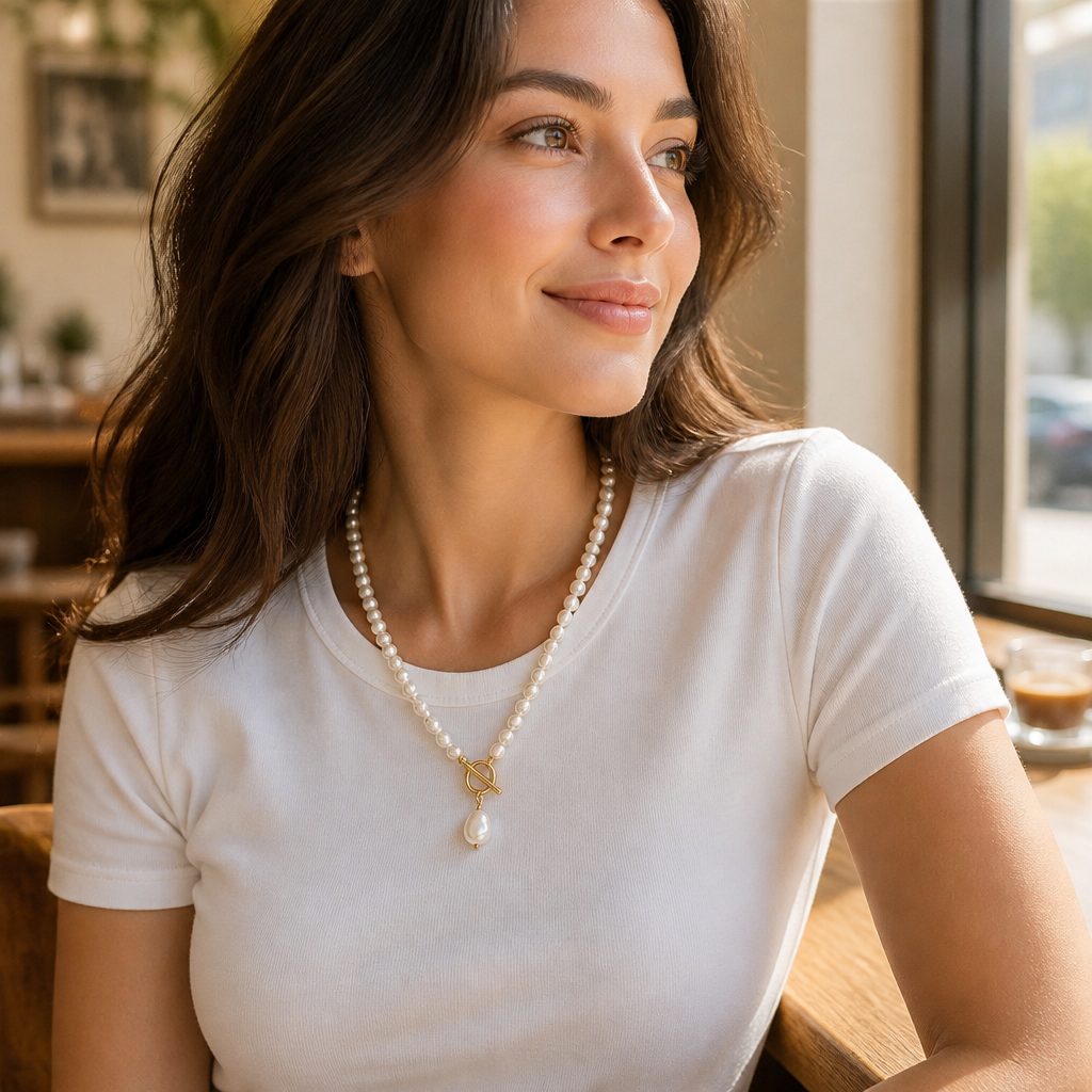 VeraLuxe™ – Three-Strand Pearl Necklace Set with Gold Toggle Clasps