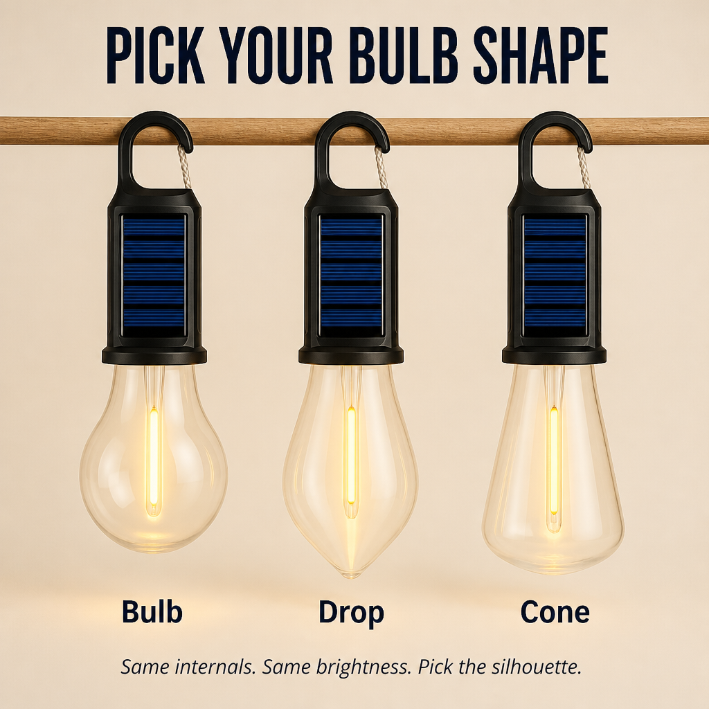 LumaVibe™ — Clip-On Solar Bulb Lights the Whole Tent All Night, No Batteries Needed