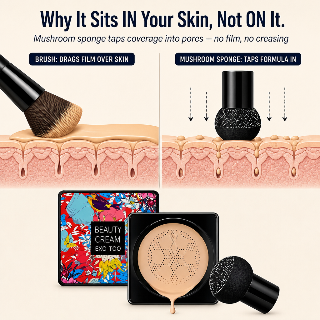LumieraSilk™ — Cover Pores, Spots & Redness With a Skin-Like Cushion Finish | Free Mushroom Sponge Included