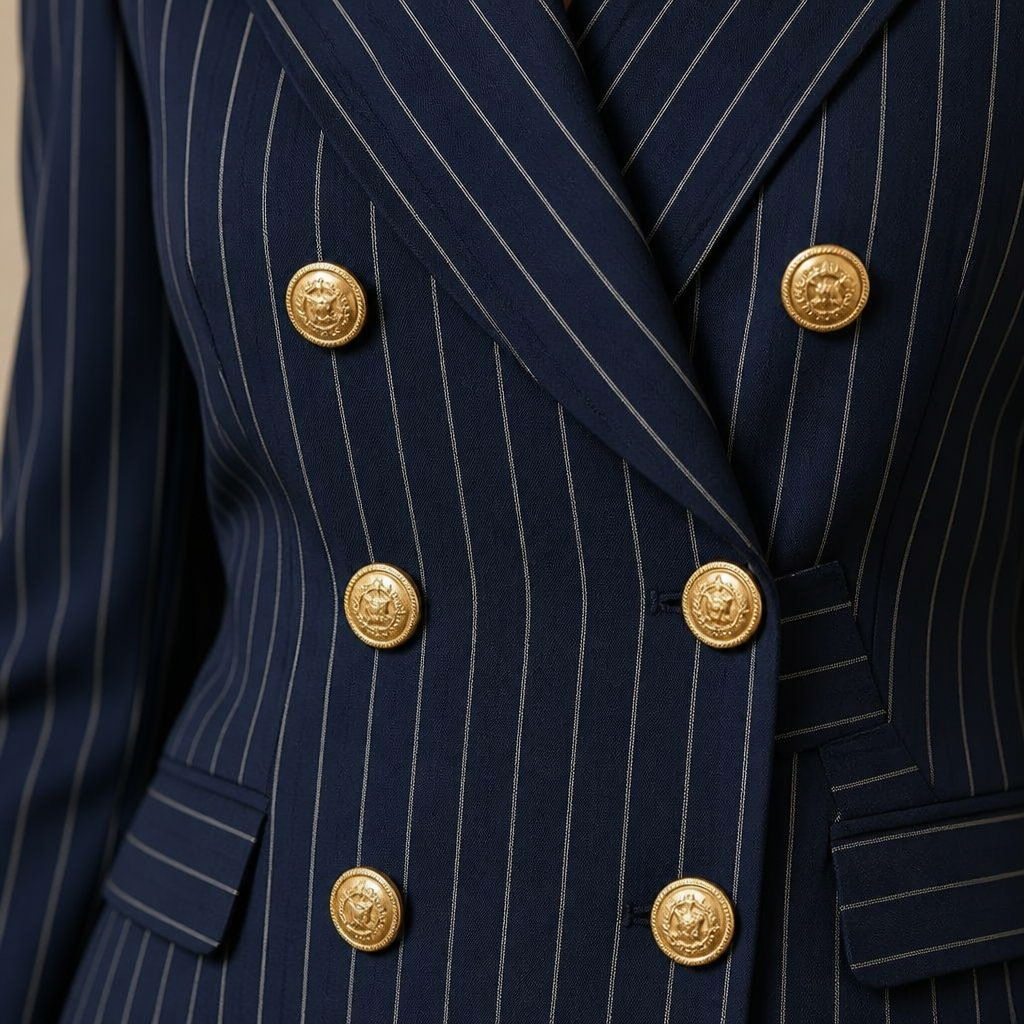 Lumiera™ – Tailored Pinstripe Double-Breasted Blazer Suit Set