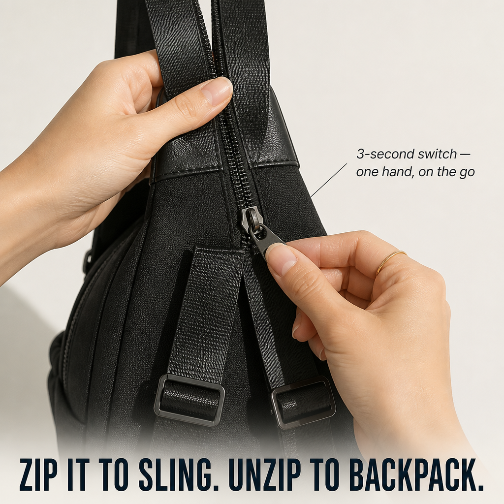 VersaFlow™ — Switch From Backpack to Sling in 3 Seconds Flat