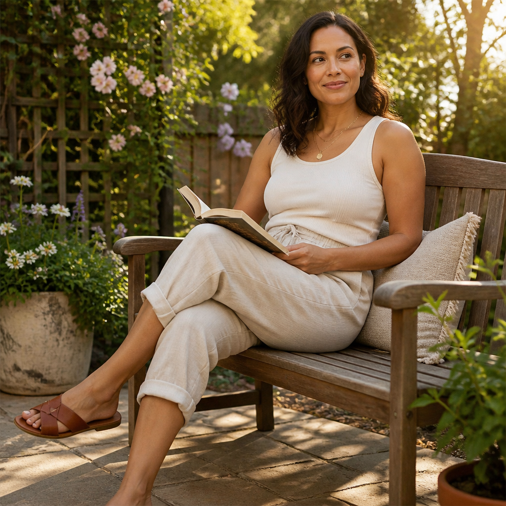 SenseLuxe™ – Breathable Cotton-Linen Capri Pants with Rolled Cuffs