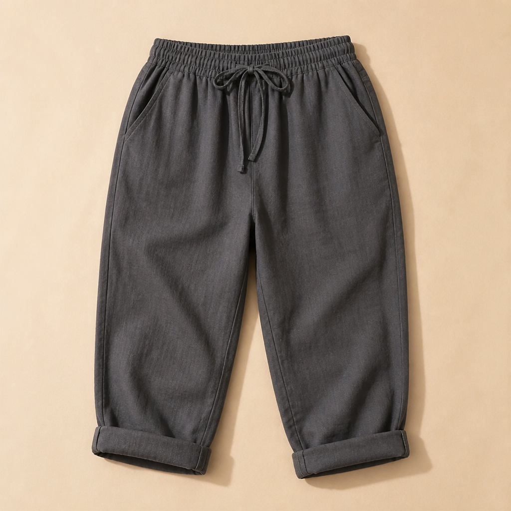 SenseLuxe™ – Breathable Cotton-Linen Capri Pants with Rolled Cuffs