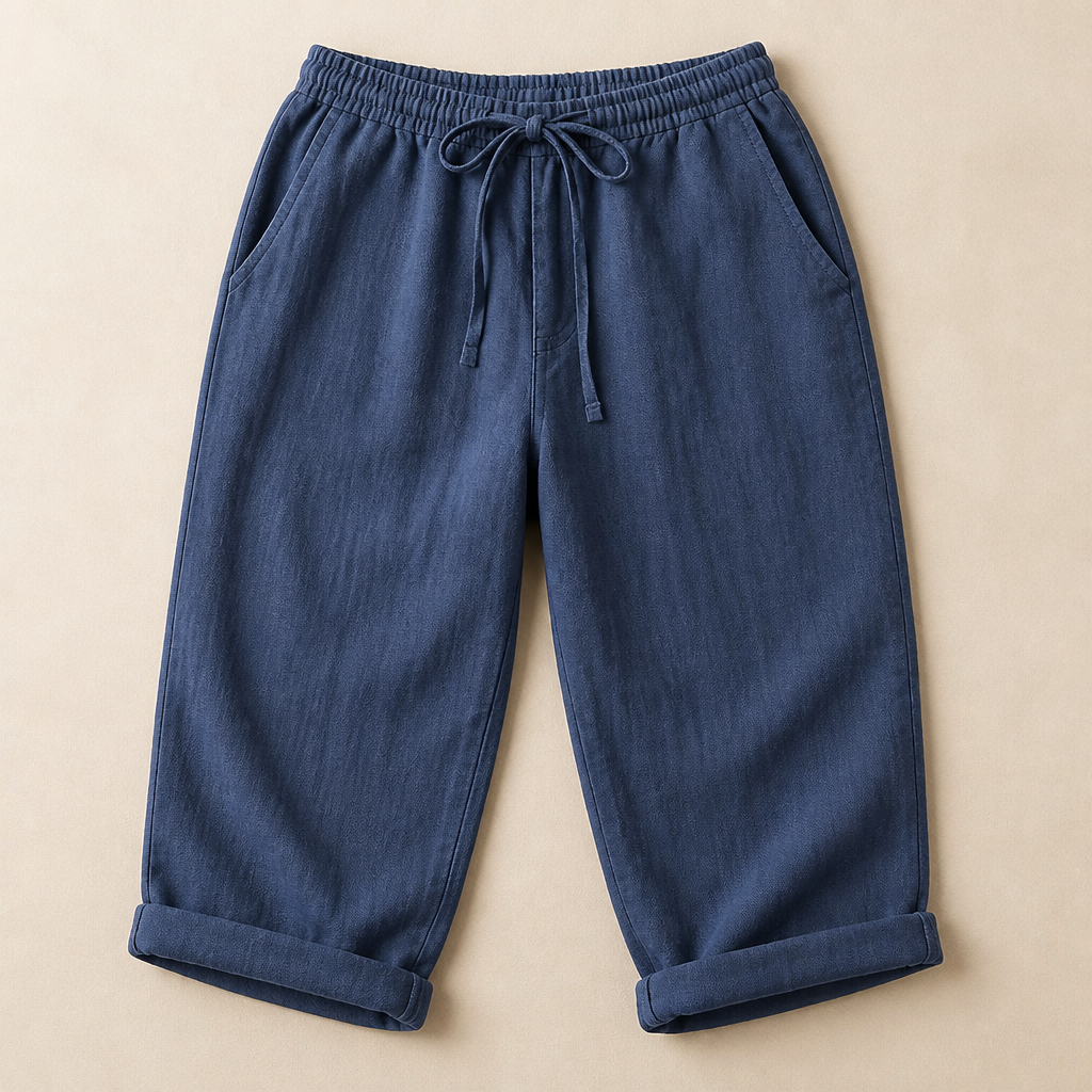 SenseLuxe™ – Breathable Cotton-Linen Capri Pants with Rolled Cuffs