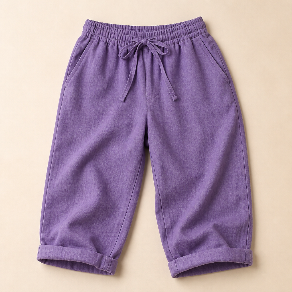 SenseLuxe™ – Breathable Cotton-Linen Capri Pants with Rolled Cuffs