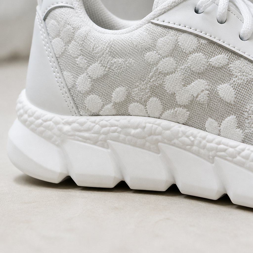 LunaStride™ – Floral Lace Mesh Platform Sneakers in White