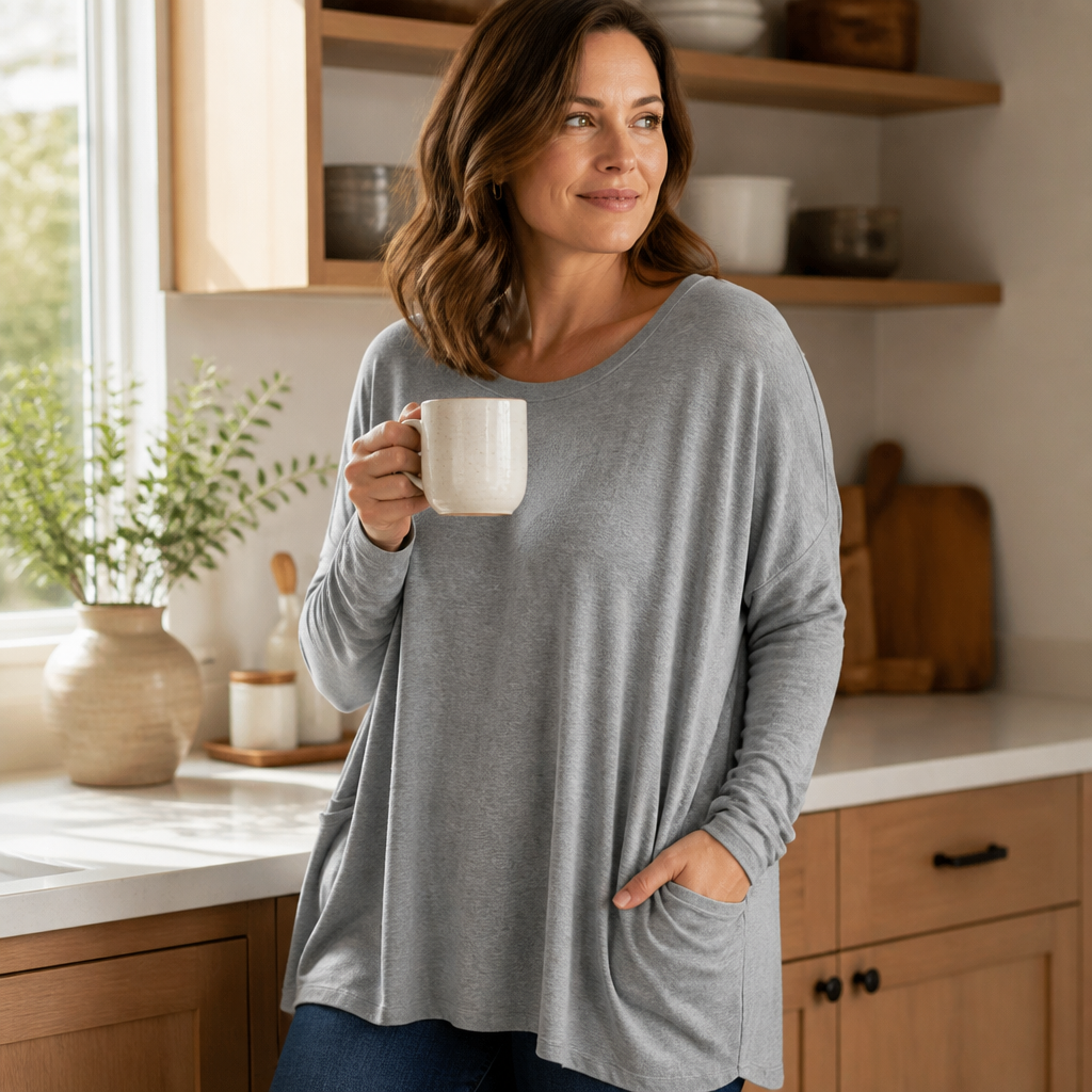 ElevéaComfort™ – Relaxed Oversized Tunic with Side Pockets