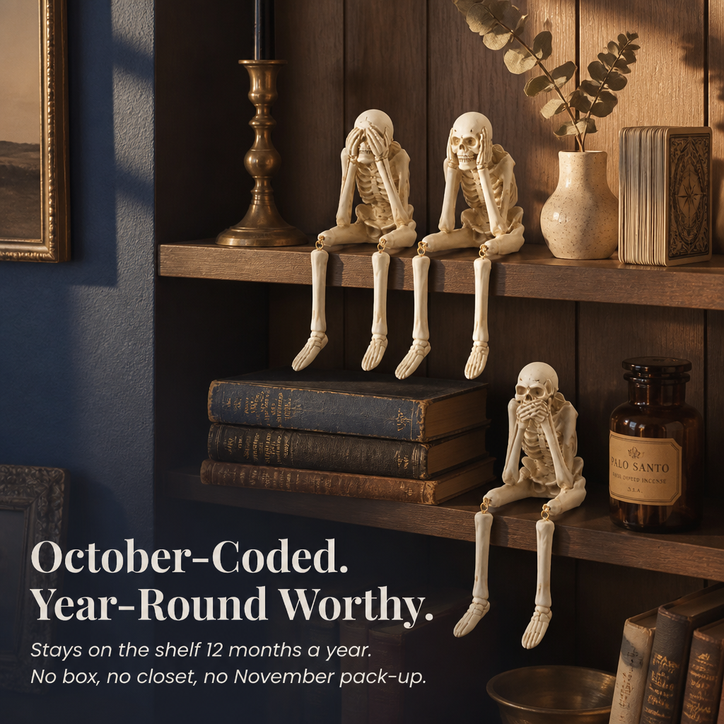 ChuckLuxe™ — Style Your Shelf With the Dangling-Leg Skeleton Trio Everyone Asks About | Set of 3
