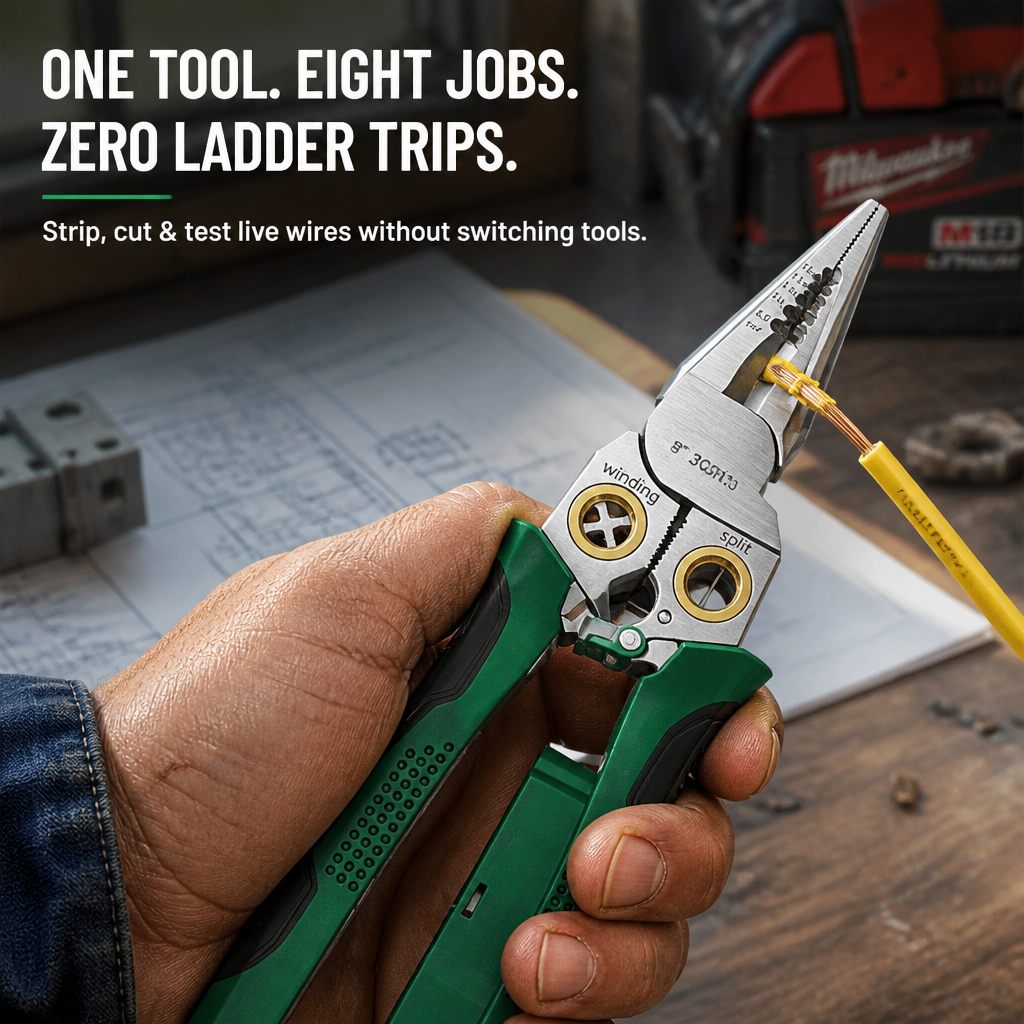 VoltEdge™ — Strip, Cut & Test Live Wires Without Switching Tools