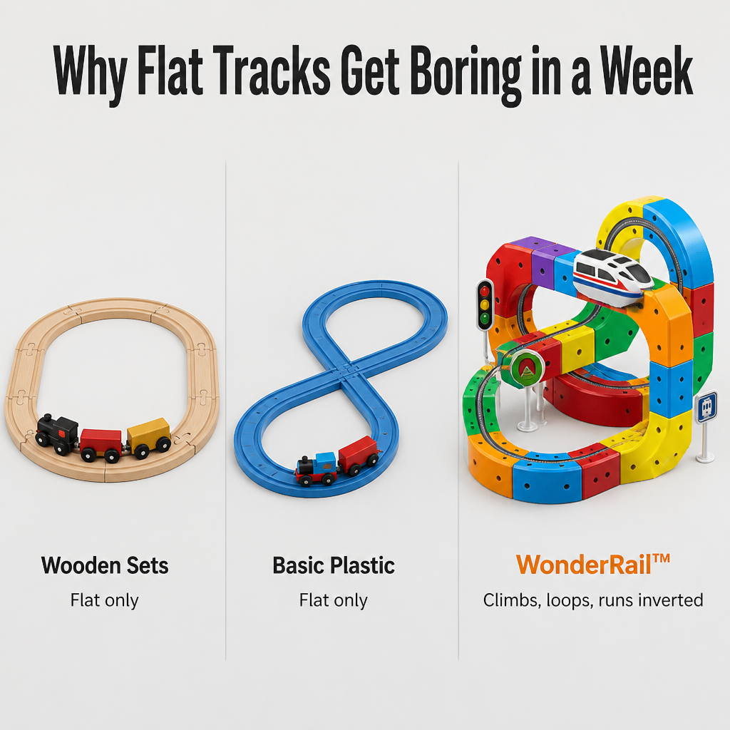 WonderRail™ — Build 3D Train Tracks That Climb, Loop & Run Upside Down
