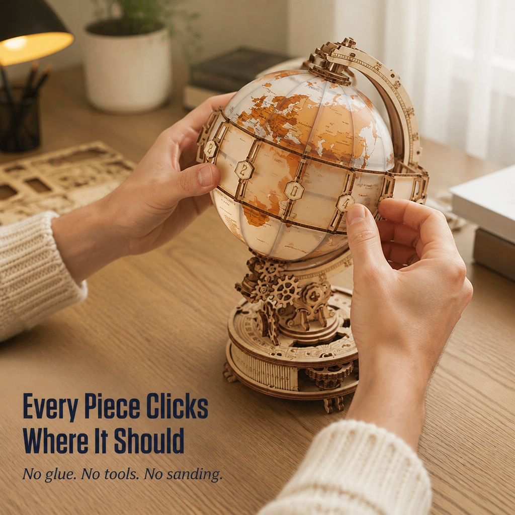 LumoraSphere™ — Snap Together a Glowing Wooden Globe That Doubles as Decor