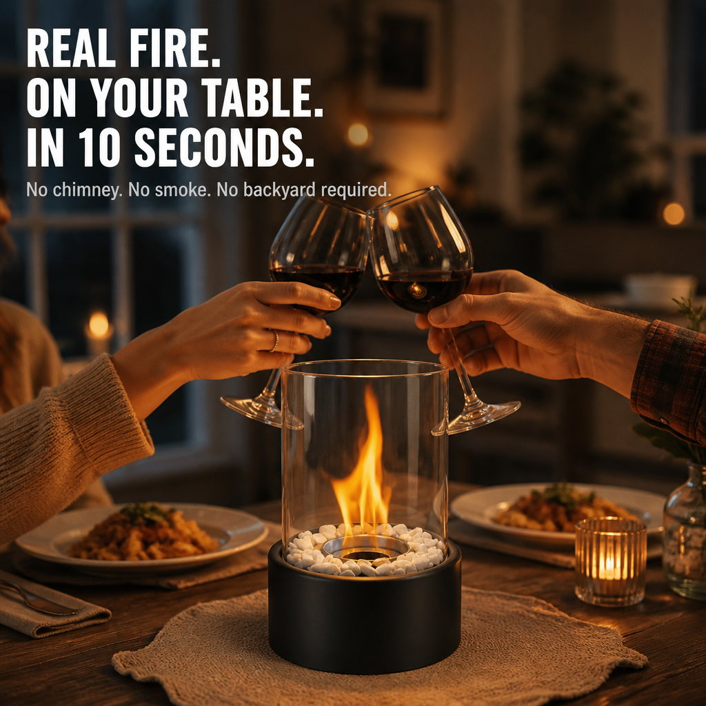 GlideCore™ — Turn Any Table Into a Cozy Real-Flame Centerpiece in 10 Seconds