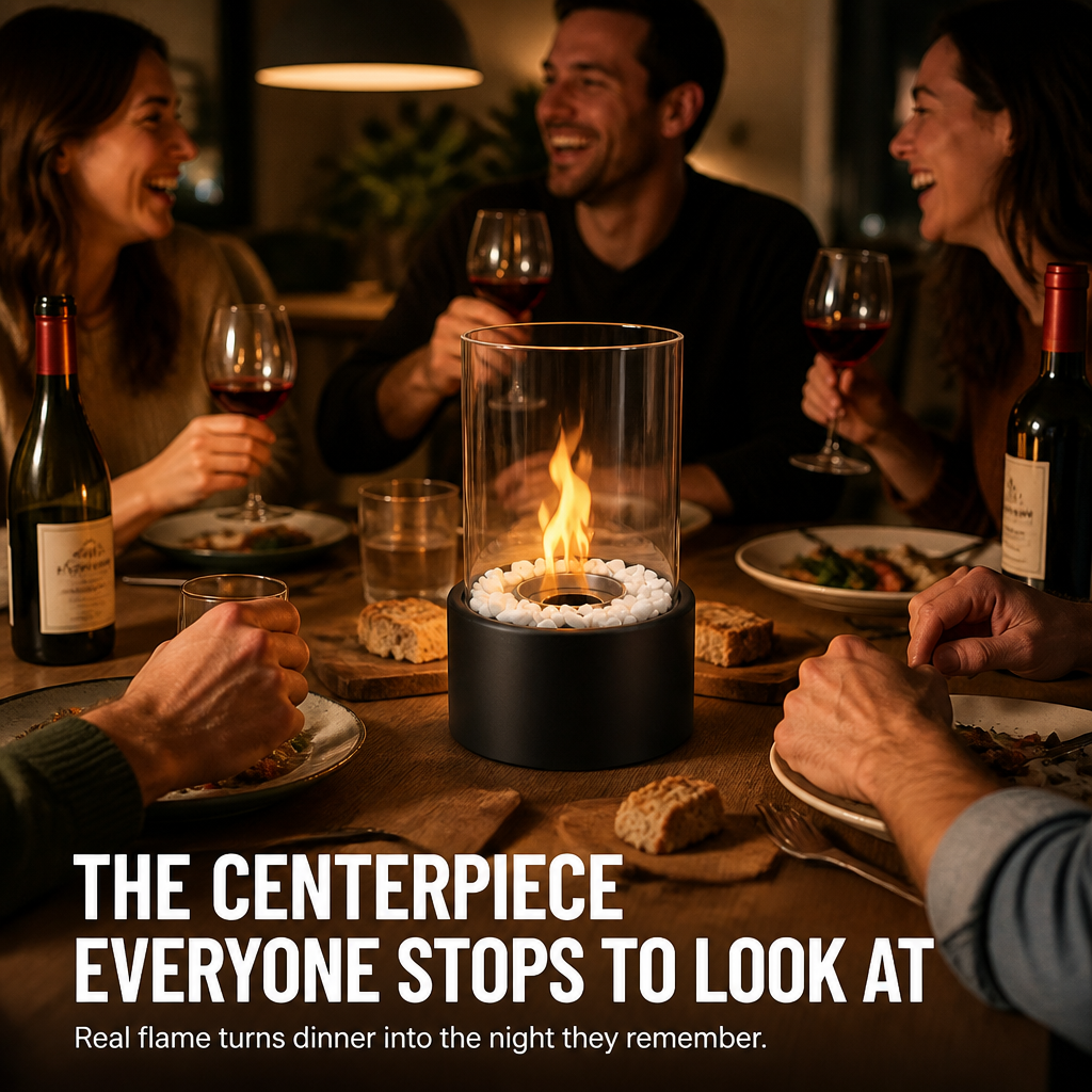 GlideCore™ — Turn Any Table Into a Cozy Real-Flame Centerpiece in 10 Seconds