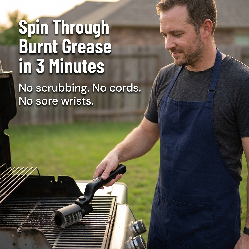 TurboGrillPro™ — Spin Through Burnt-On Grease in Minutes, No Scrubbing Required