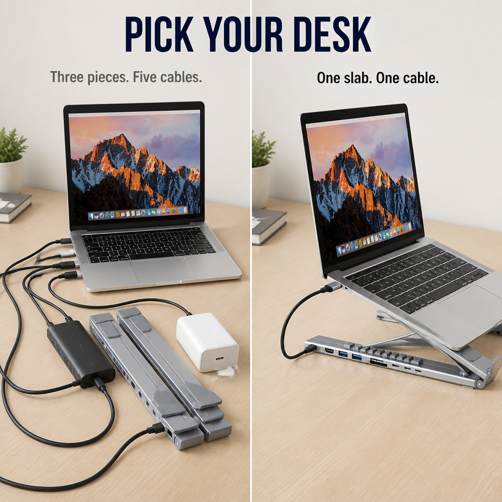 PowerPort Pro™ — Lift Your Laptop, Power 8 Devices, Fold Flat for Your Bag
