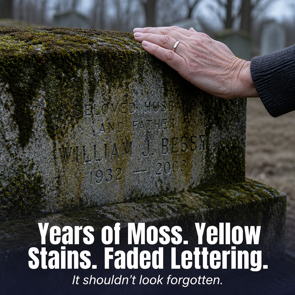 ReViveStone™ — Lift Moss, Algae & Yellow Stains From Memorial Stone in Minutes