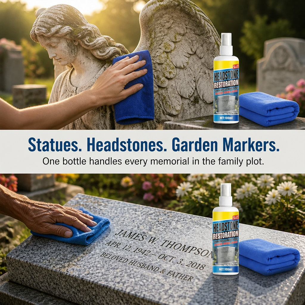 ReViveStone™ — Lift Moss, Algae & Yellow Stains From Memorial Stone in Minutes