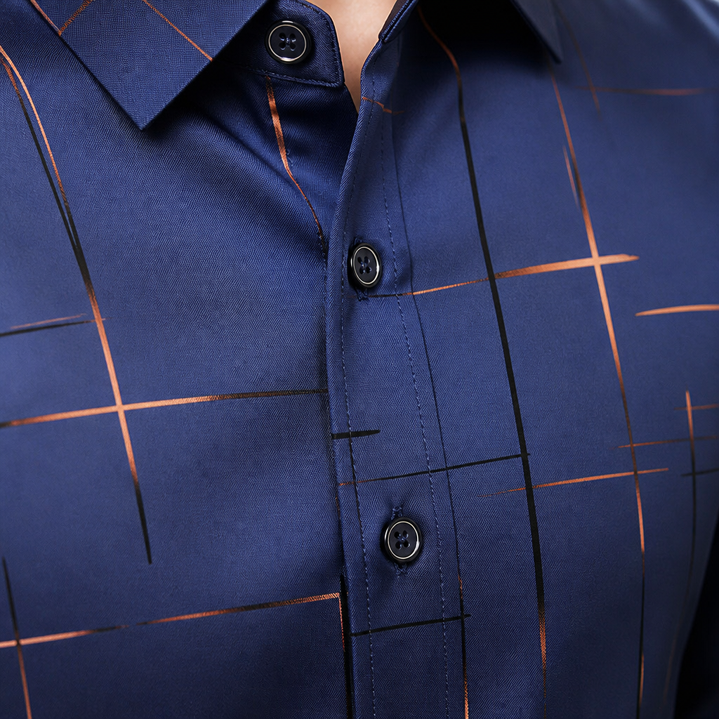 Ultra-LightPower™ – Wrinkle-Free Line-Print Dress Shirt with Breathable Stretch
