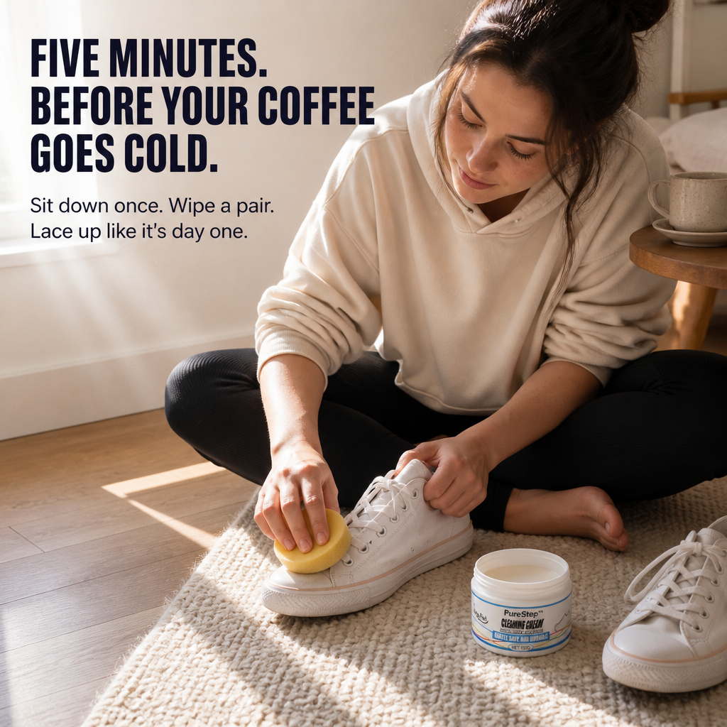 PureStep™ — Lift Dingy Yellow Stains & Restore White Sneakers in 5 Minutes