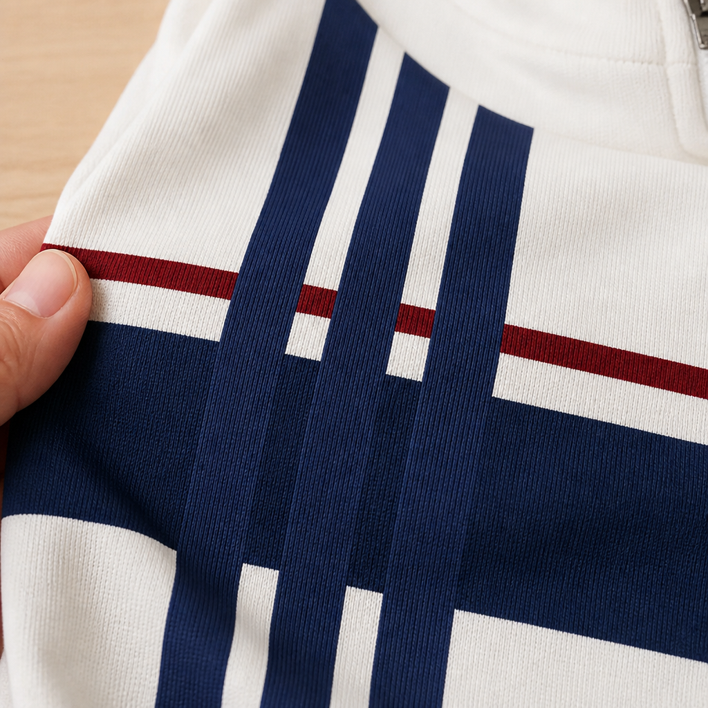 VibeFlex™ – Modern Striped Mock-Neck Quarter-Zip Two-Piece Set