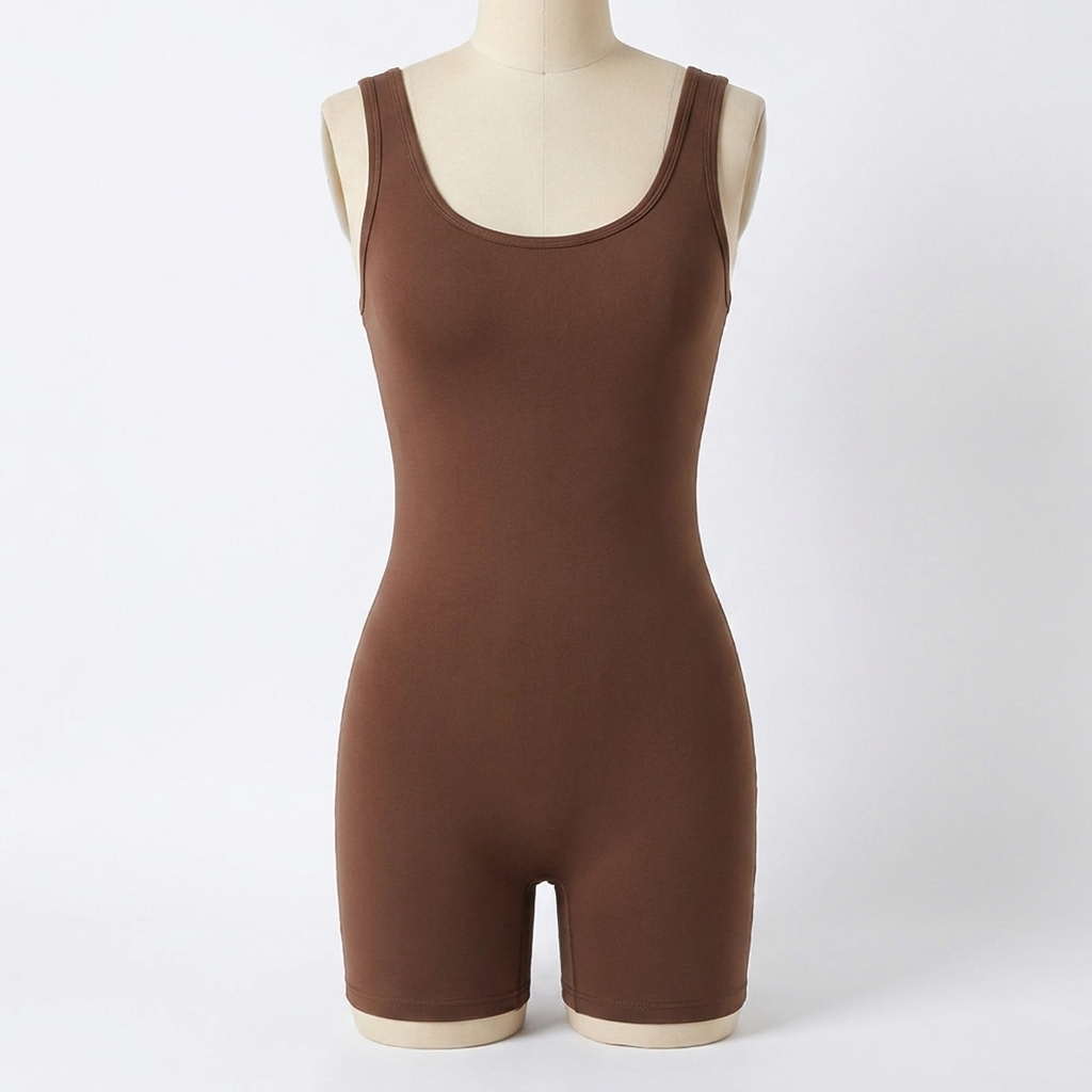 SculptAura™ – Seamless Square-Neck Shaping Bodysuit with Mid-Thigh Coverage