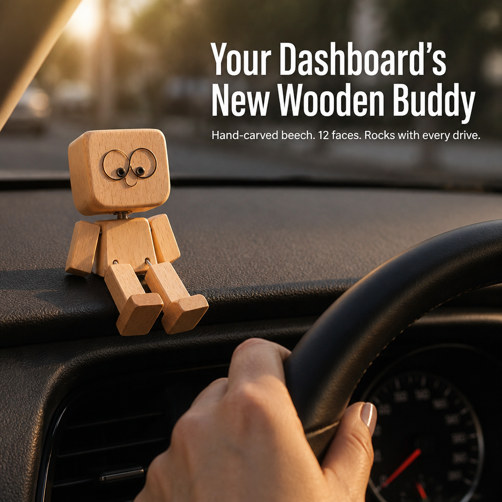 WoodMuse™ — Park a Hand-Carved Wooden Buddy That Rocks With Every Drive
