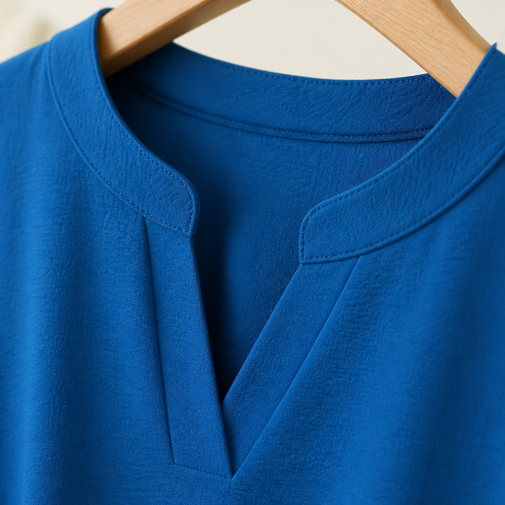 Silkora™ – Relaxed V-Neck Blouse with Curved Hem