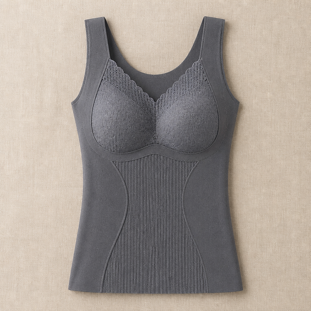 VeloFlex™ – Thermal Seamless Shaping Camisole with Built-In Lace Bra