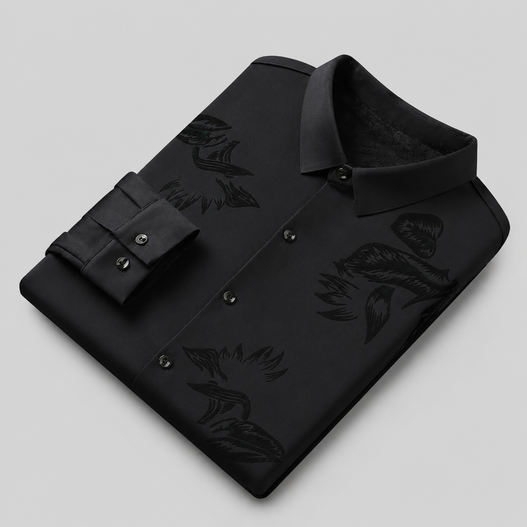 VulcanTherm™ – Slim-Fit Fleece-Lined Shirt with Brushstroke Print