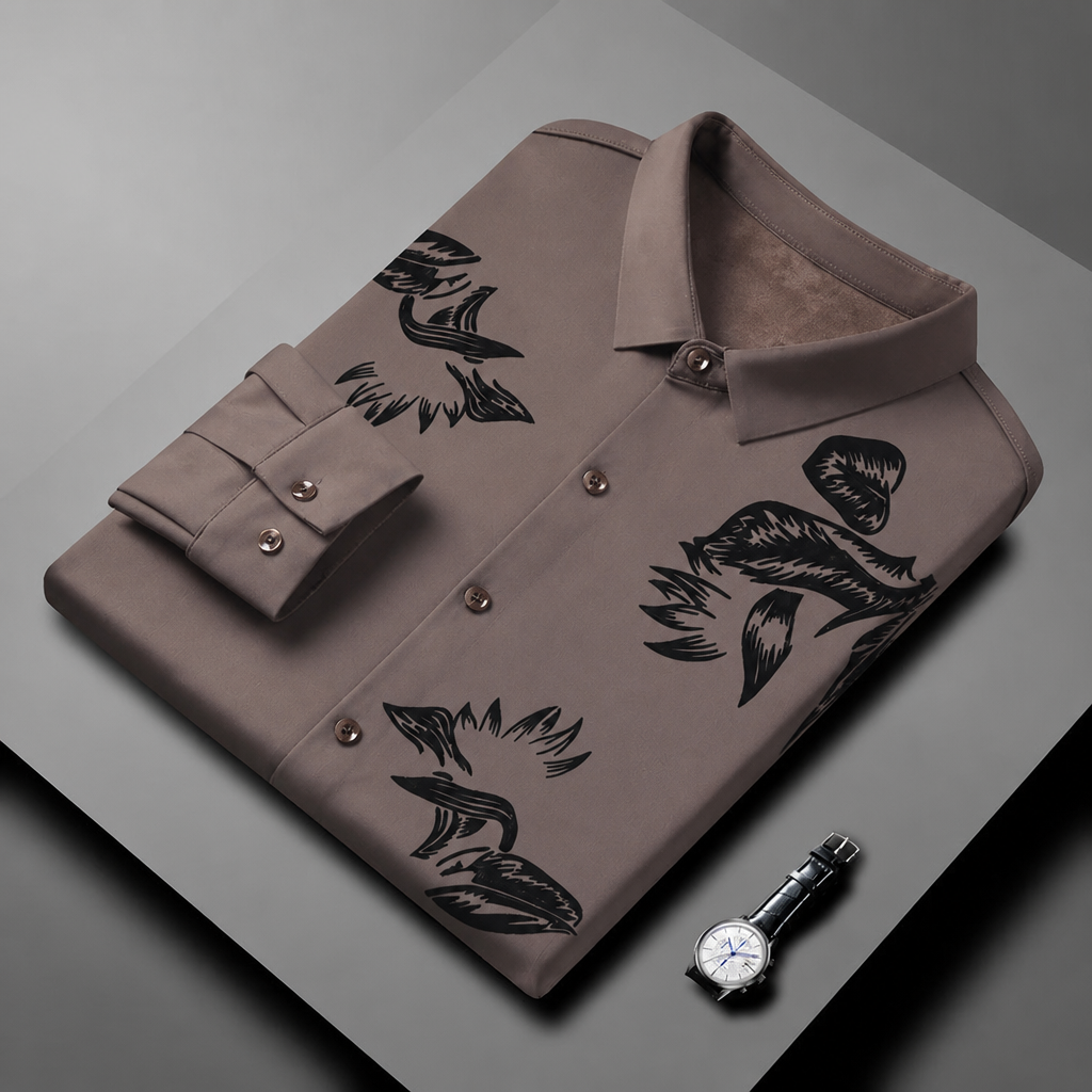 VulcanTherm™ – Slim-Fit Fleece-Lined Shirt with Brushstroke Print